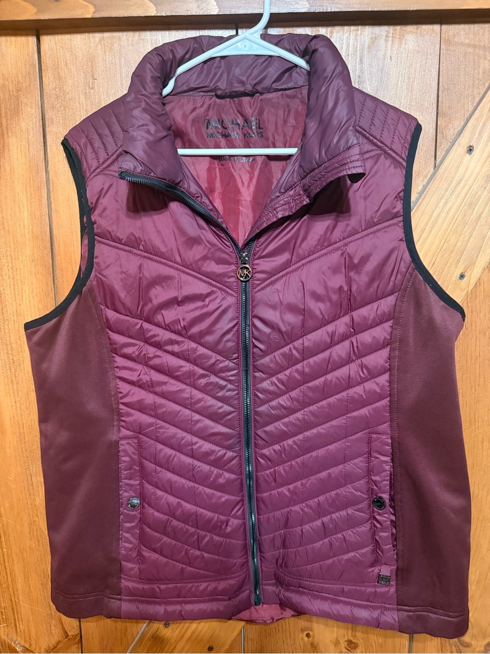 Michael Kors Women's Burgundy Quilted Puffer Vest